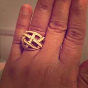 Gold and white Banana Republic cocktail ring.